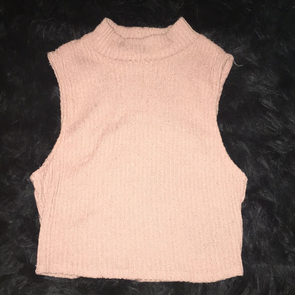 light pink turtle neck cropped top